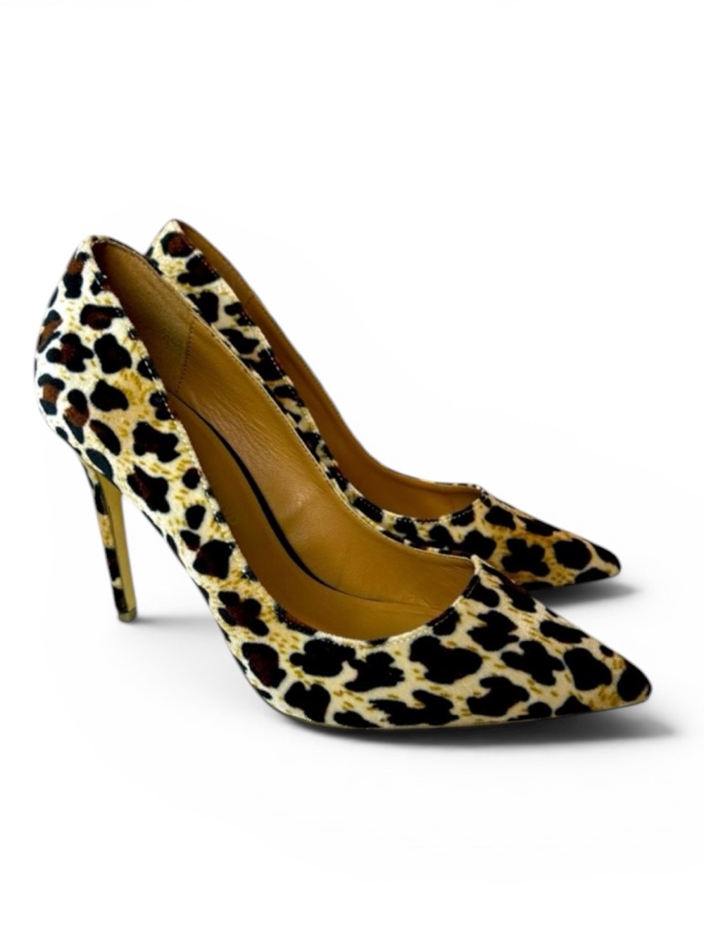 River Island Animal Print Heels Shoes Pumps Velvet U.S. Size 7 Stiletto Leopard